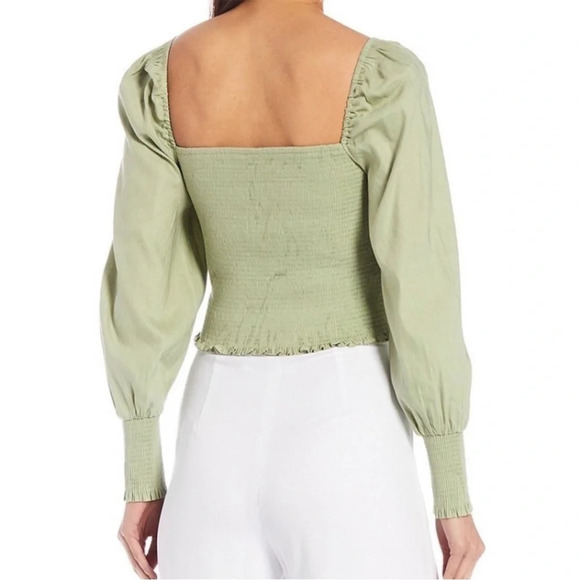 Gianni Bini Angel Squareneck Blouse Smocked Balloon Sleeve - Picture 2 of 8